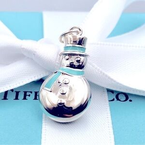 Tiffany & Co Silver Blue Enamel Snowman 925 silver  excellent box pouch